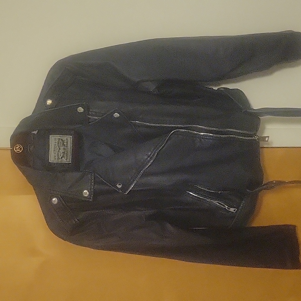 Blue leather jacket